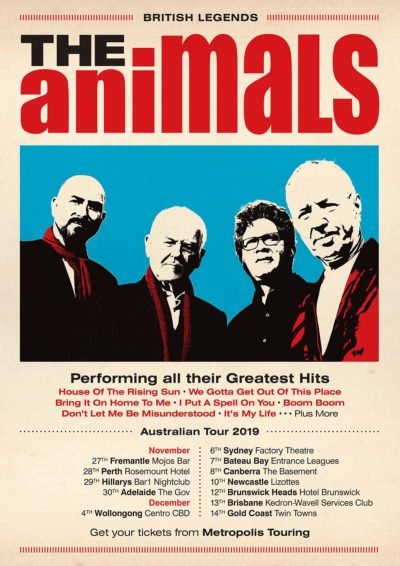 British Legends The Animals coming to Wollongong