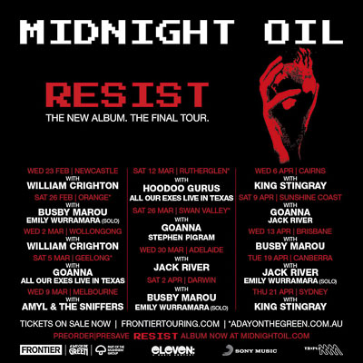 MIDNIGHT OIL ANNOUNCE GUESTS FOR NATIONAL